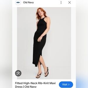 Old navy fitted high neck rib knit maxi dress